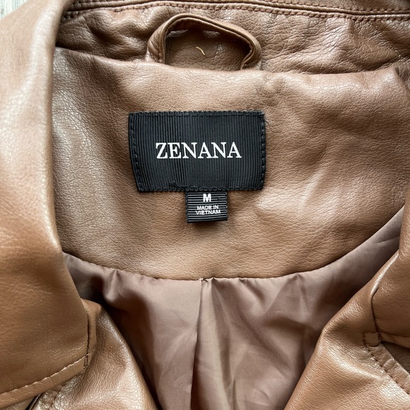 Zenana Outfitters Women’s Faux Leather Moto Jacket Belted Asymmetrical Medium - Picture 7 of 11